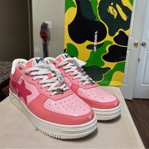 Bape Pink and White Sneakers